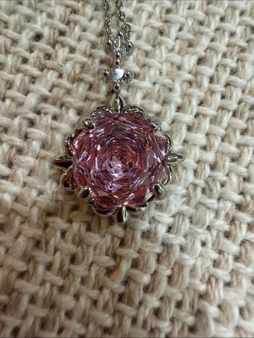 Pink Zircon Rose Cut Pendant Necklace in 18k plated over 925 Sterling Silver - Picture 2 of 6